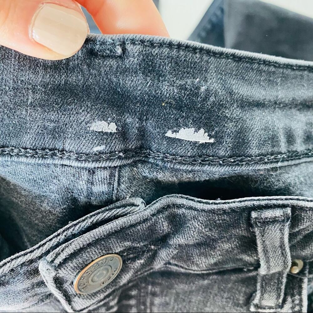 TOPSHOP Moto Washed Black Grey Denim Distressed Ripped High Rise Skinny Jeans 30 - Picture 12 of 12
